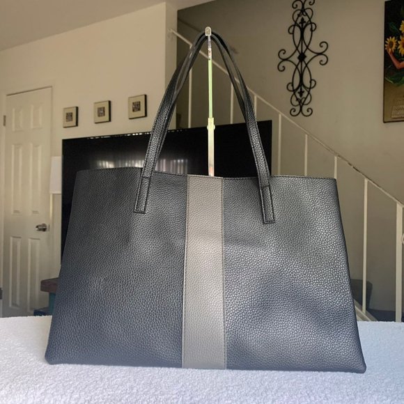 Black Vince Camuto Faux Leather Tote Bag